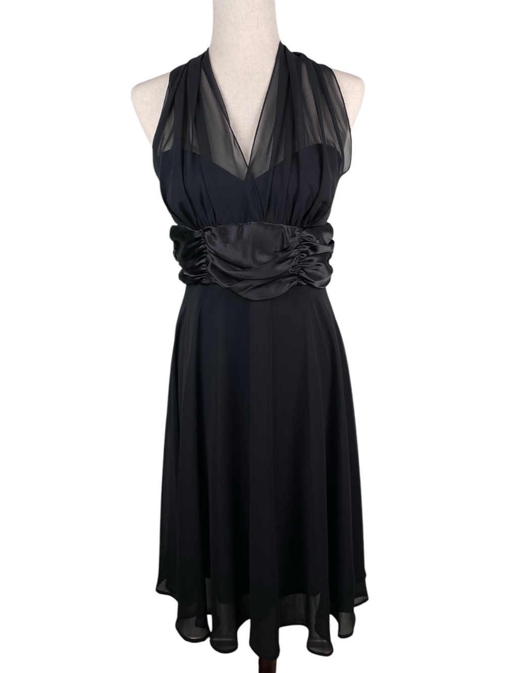 Vintage Y2K Connected Black A-line Halter Midi Dress 10 Petite Whimsigoth NWT